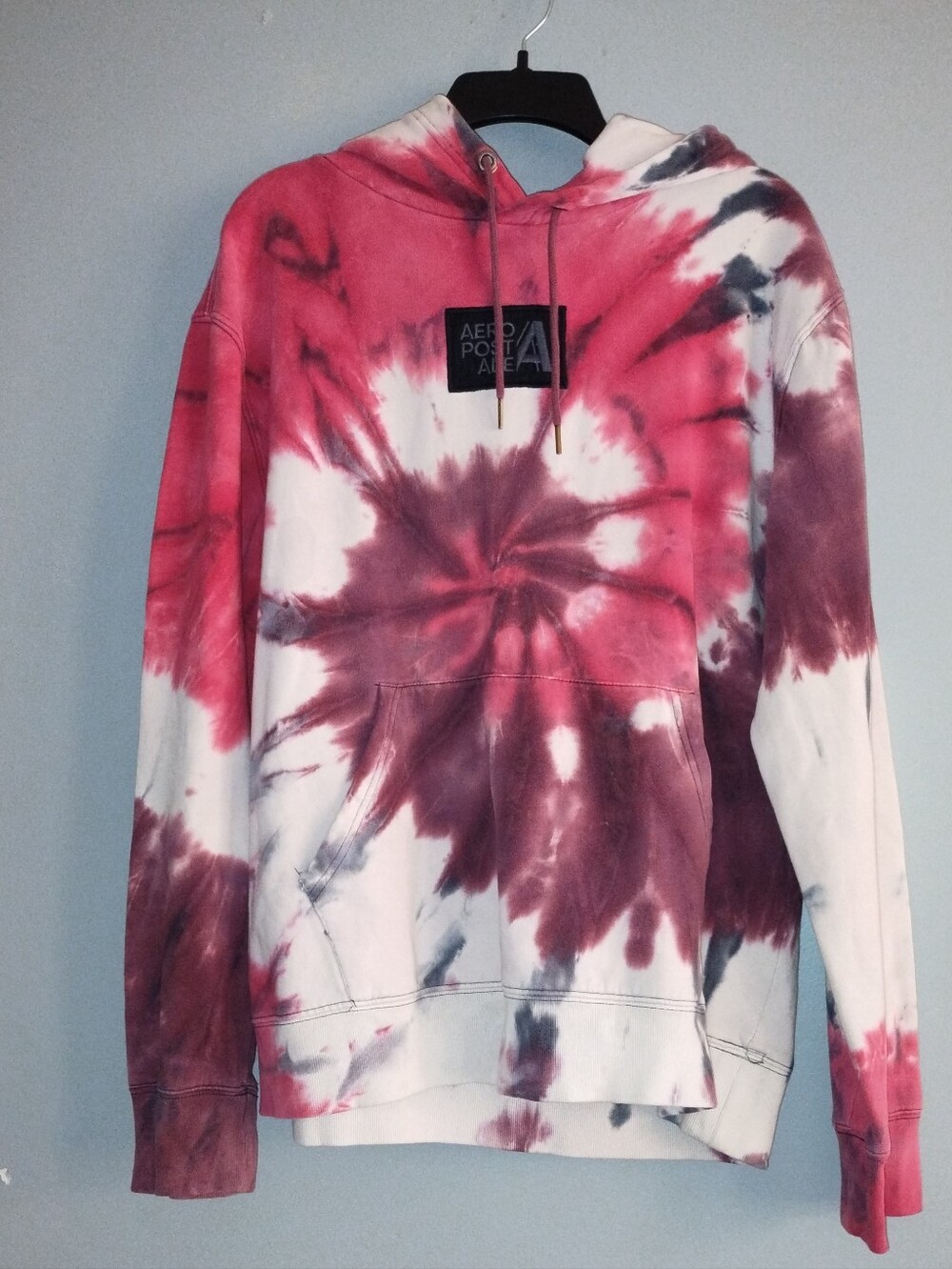 Aeropostale Tie-Dye Pullover Hoodie in Pink and White